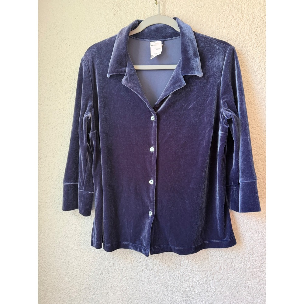 Vintage NWT Boston Proper Large Velvet Button Front Collared Shirt Made USA